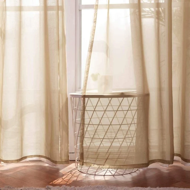 Solid Sheer Curtains Elegant Grommet Window Voile Panels Drapes Treatment 2 Panels