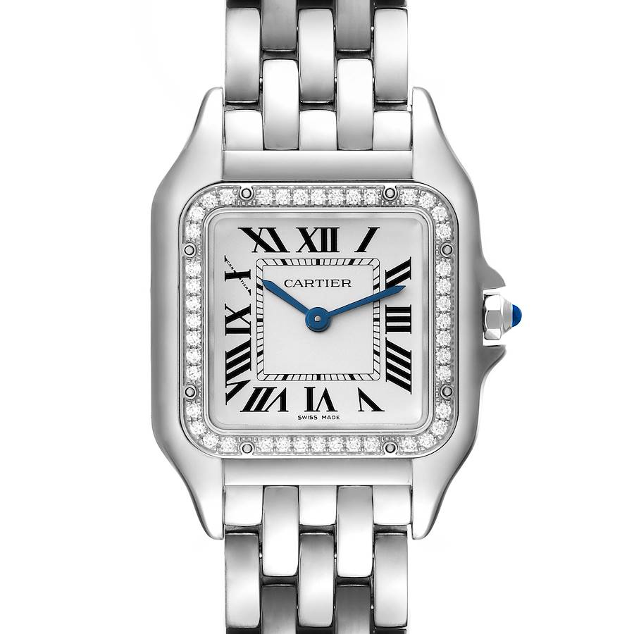 Cartier Panthere Medium Steel Diamond Bezel Ladies Watch W4PN0008