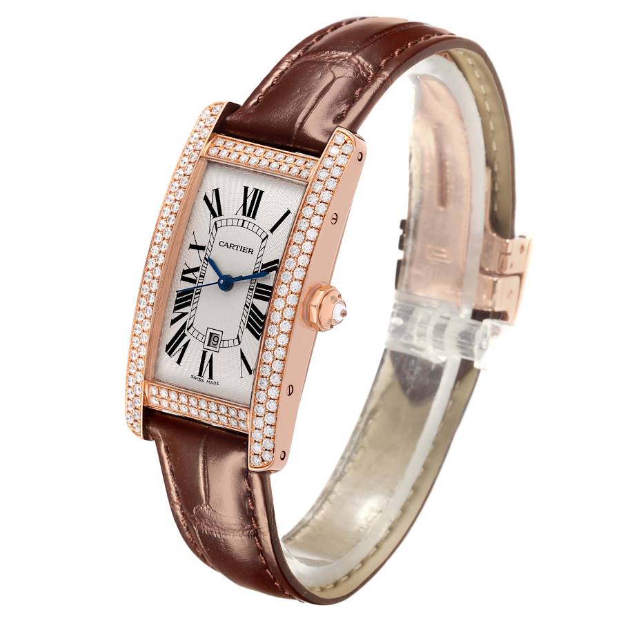 Cartier Tank Americaine Midsize Rose Gold Diamond Ladies Watch WB704751