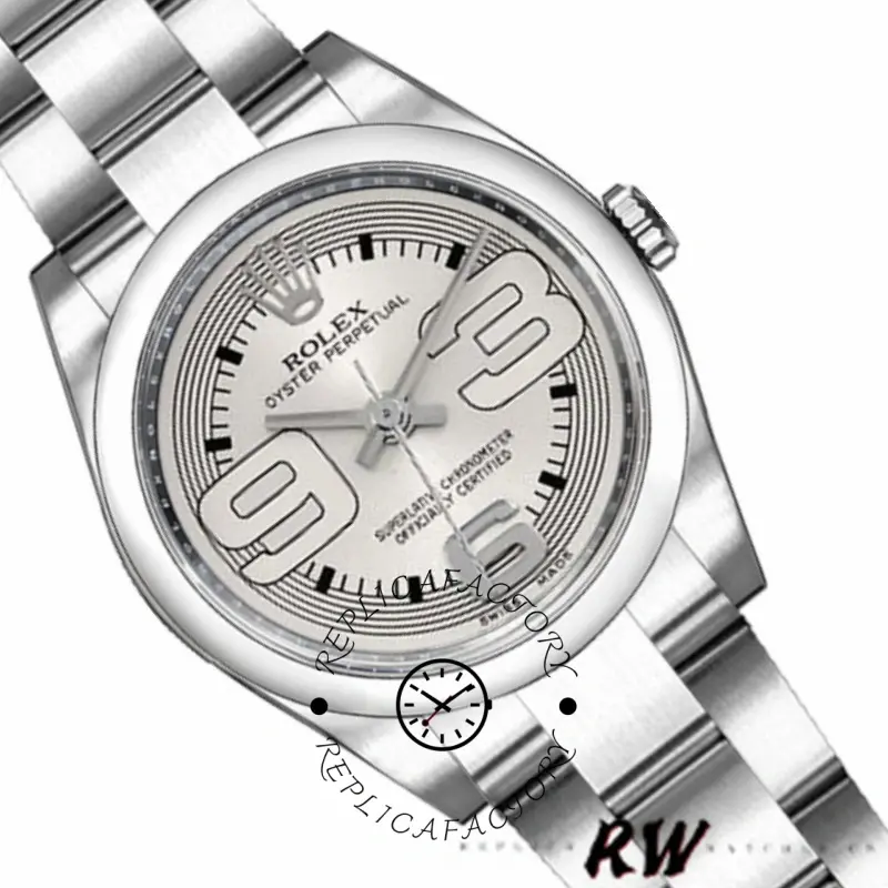 Rolex Oyster Perpetual 176200 Silver Arabic Dial Oyster Bracelet 26mm Lady Replica Watch
