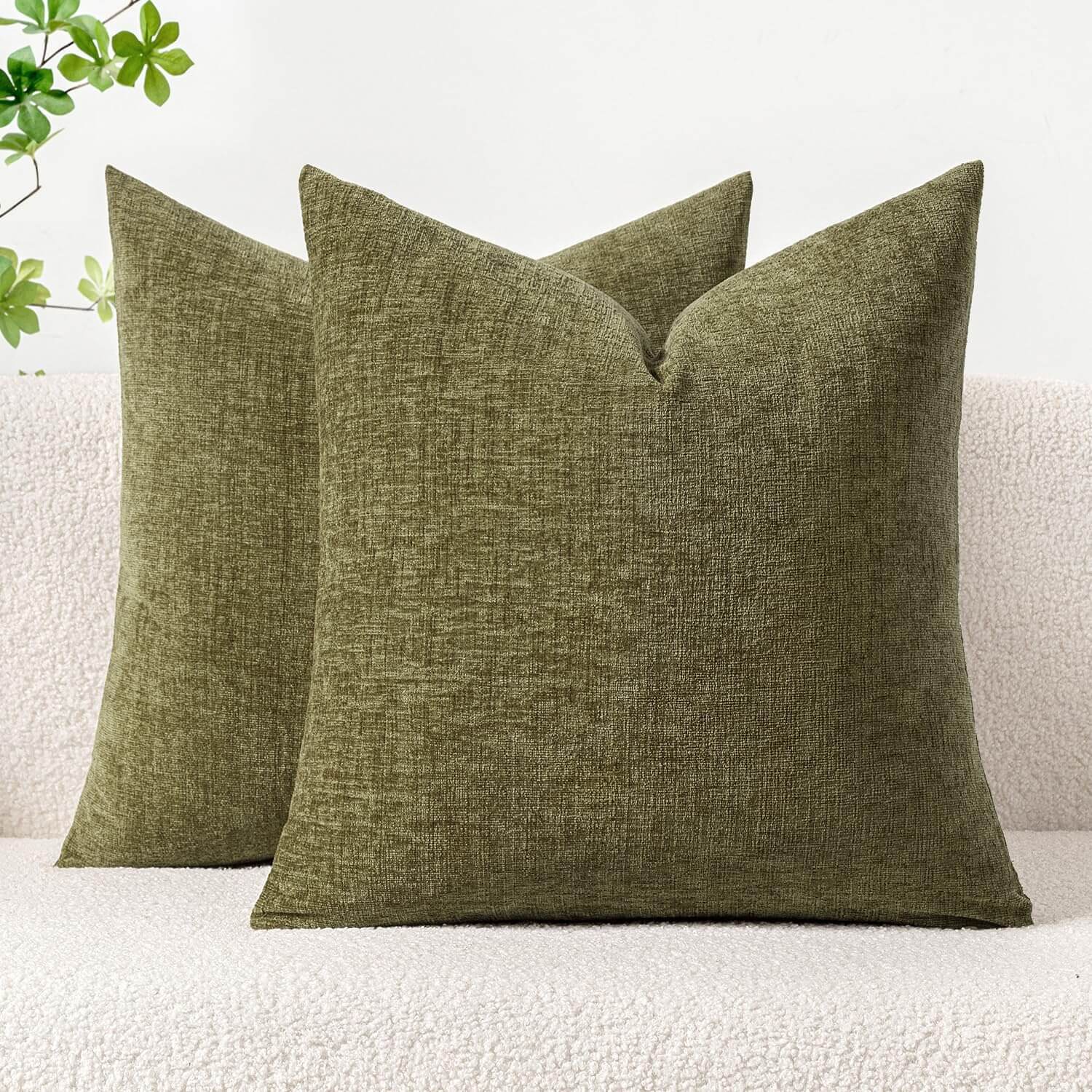Soft Chenille Solid Dyed Pillow Covers (Pack of 2)