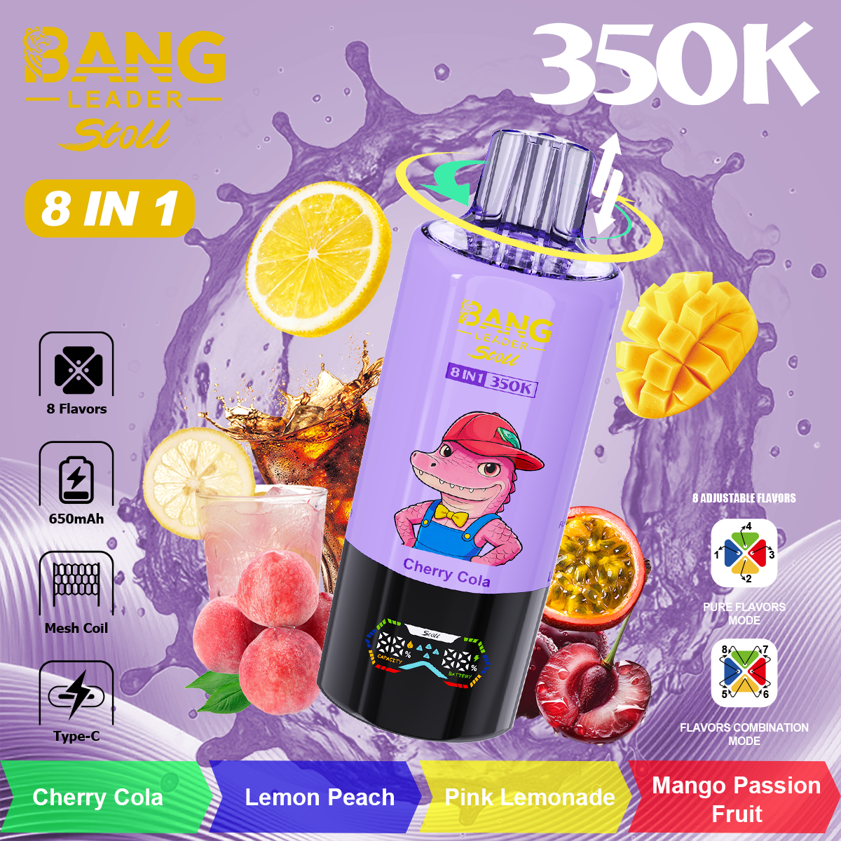 Bang Leader 350K Puffs 8-in-1 Prefilled Vape Device - 8 Flavours, Rechargeable, 3% / 5% Nicotine
