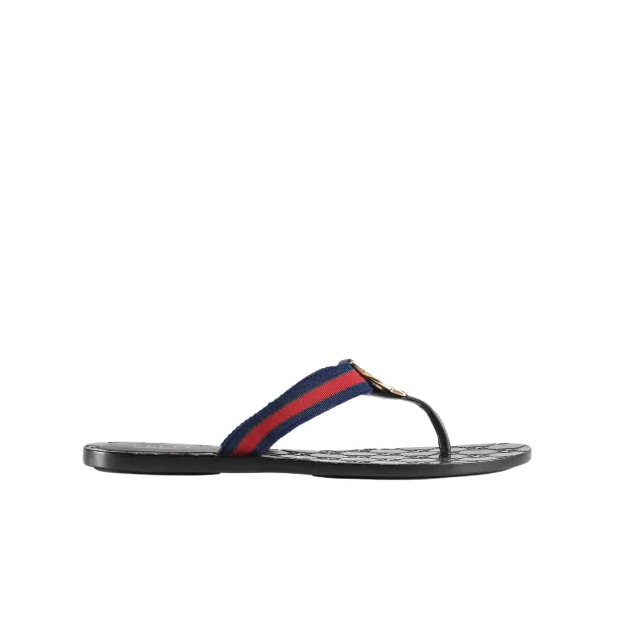 Gucci Double G Thong Leather Navy Blue 0B7N0 7100