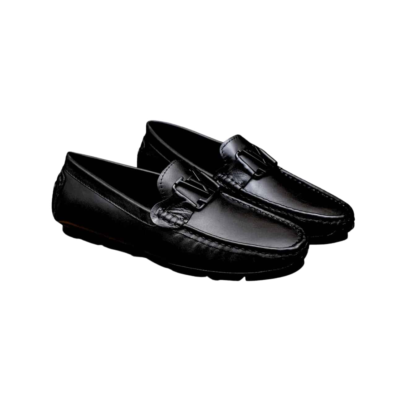 Louis Vuitton Loafer Matte Leather With Lv Logo In Black