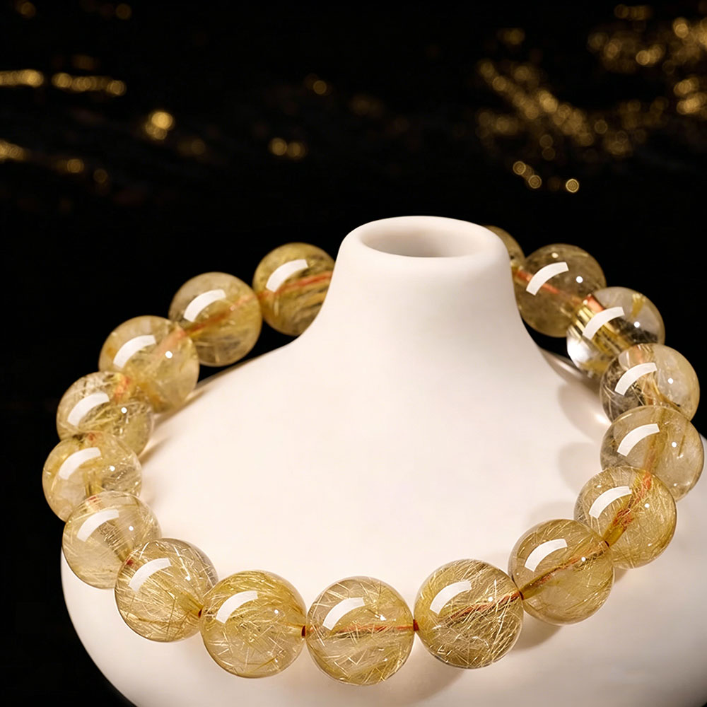 GemVibra Talismanic Gold Rutilated Quartz Abundance Bracelet