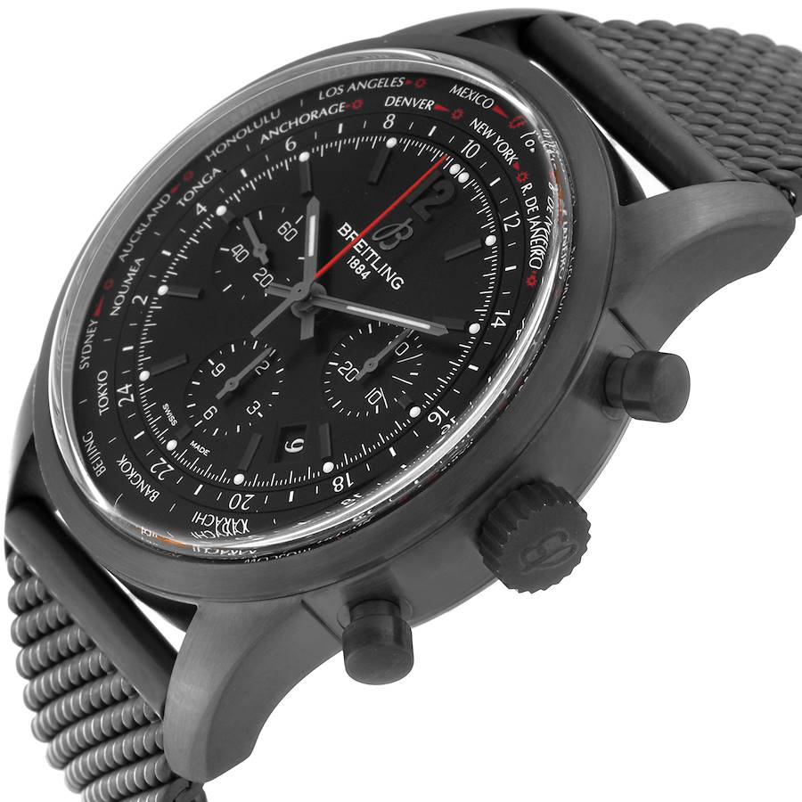 Breitling Transocean Unitime Pilot Black Dial Steel Watch MB0510