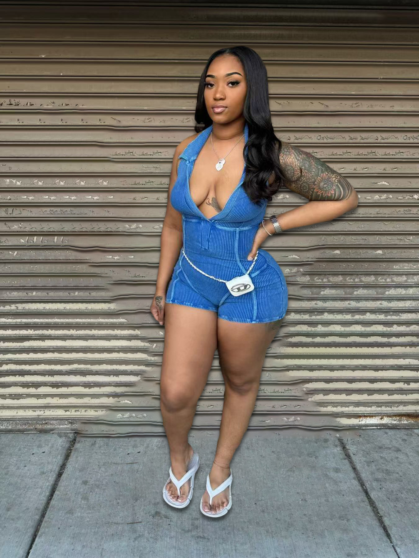 Feminine Casual Backless Halter Neck Jumpsuit