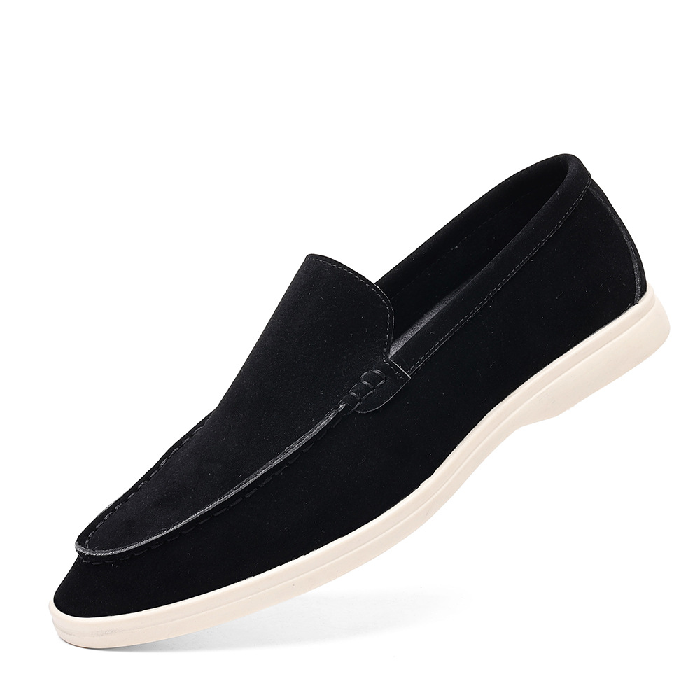 Men's Suede Round Toe Slip-On Contrast Sole Loafers