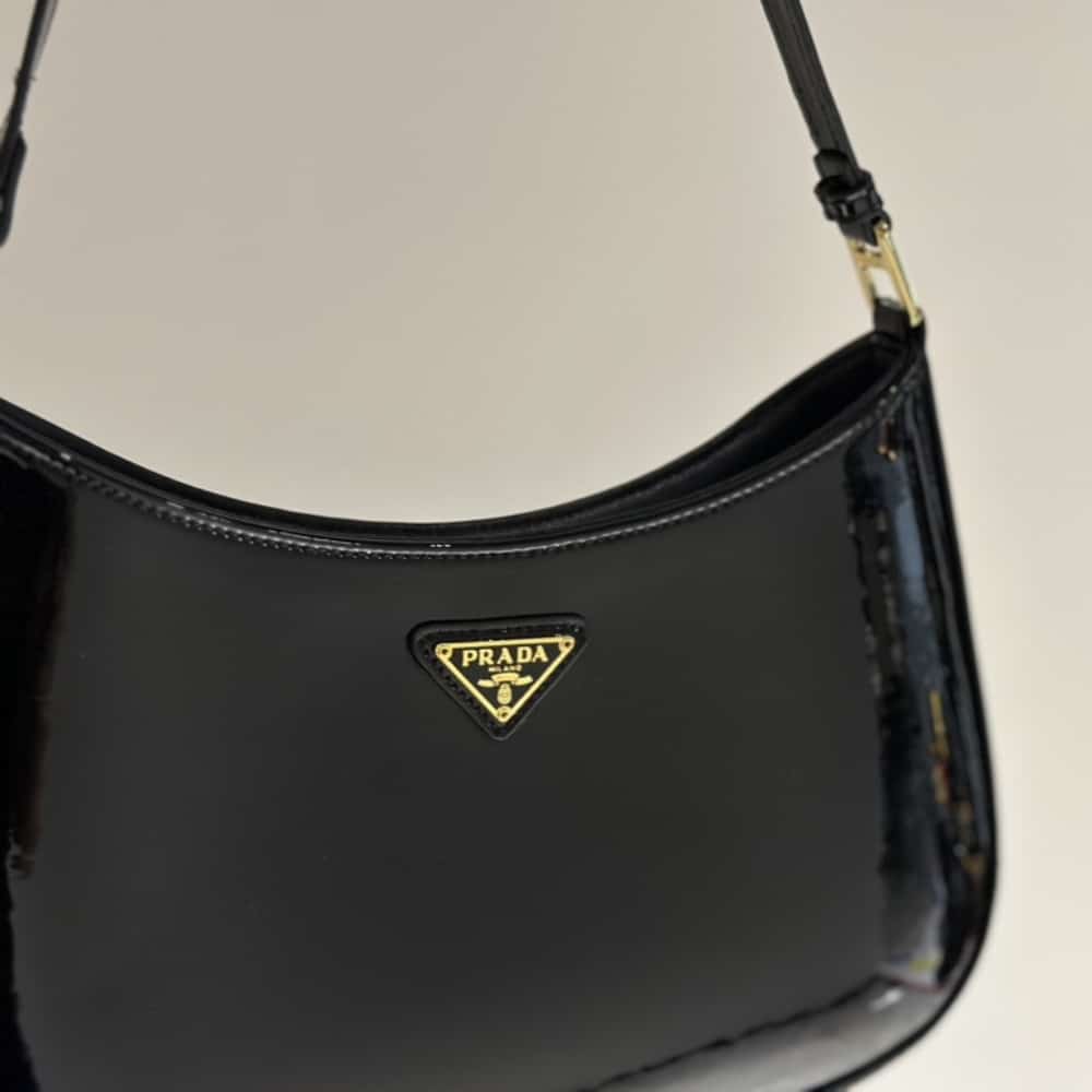 Prada Cleo Patent Leather Bag Black 27cm 1bc169 069 F03kj V Hoo