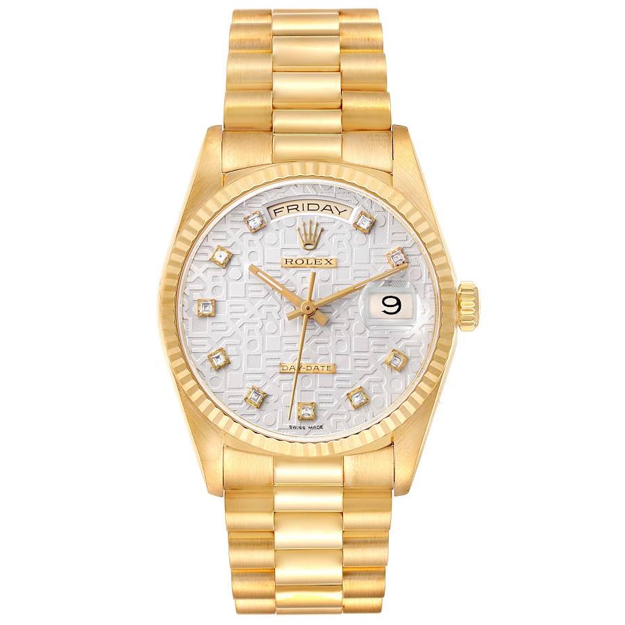 Rolex President Day-Date Yellow Gold Diamond Dial Mens Watch 18238