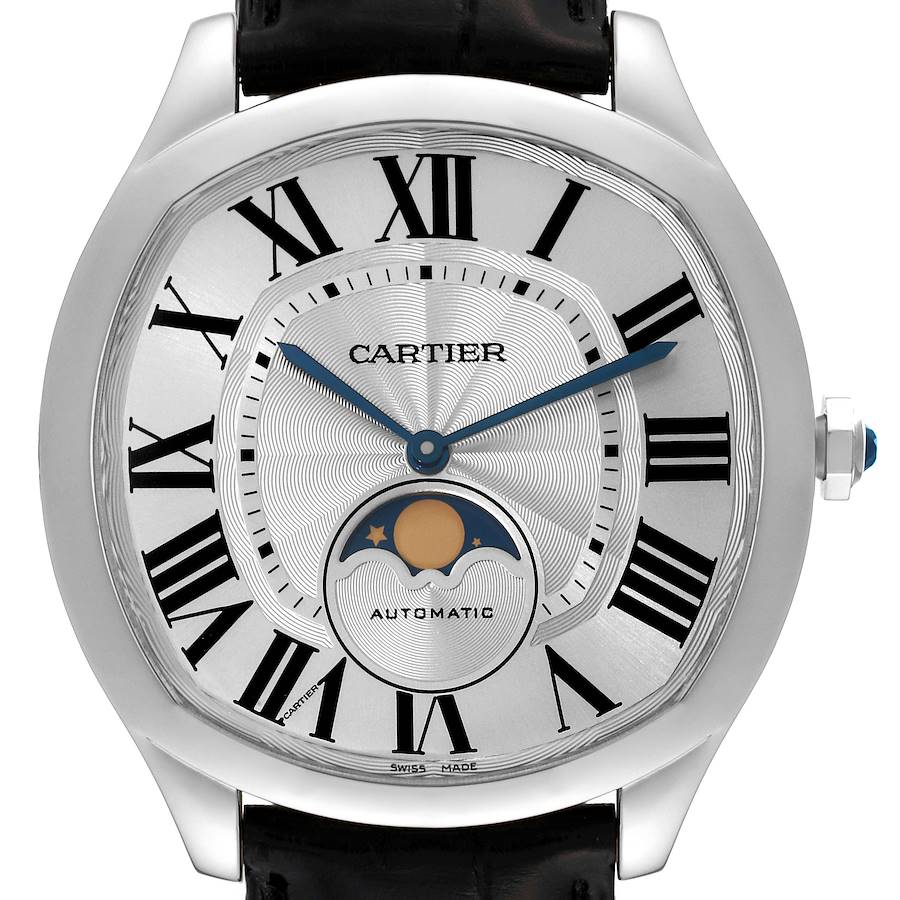 Cartier Drive Silver Dial Moonphase Steel Mens Watch WSNM0008