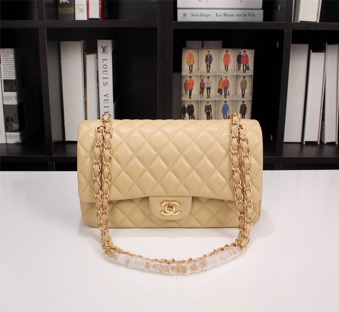 Chanel Classic Flap Beige Gold Hardware 25Cm