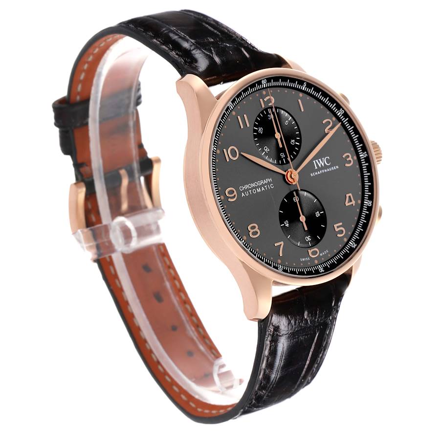 IWC Portugieser Chronograph Rose Gold Slate Dial Mens Watch IW371610
