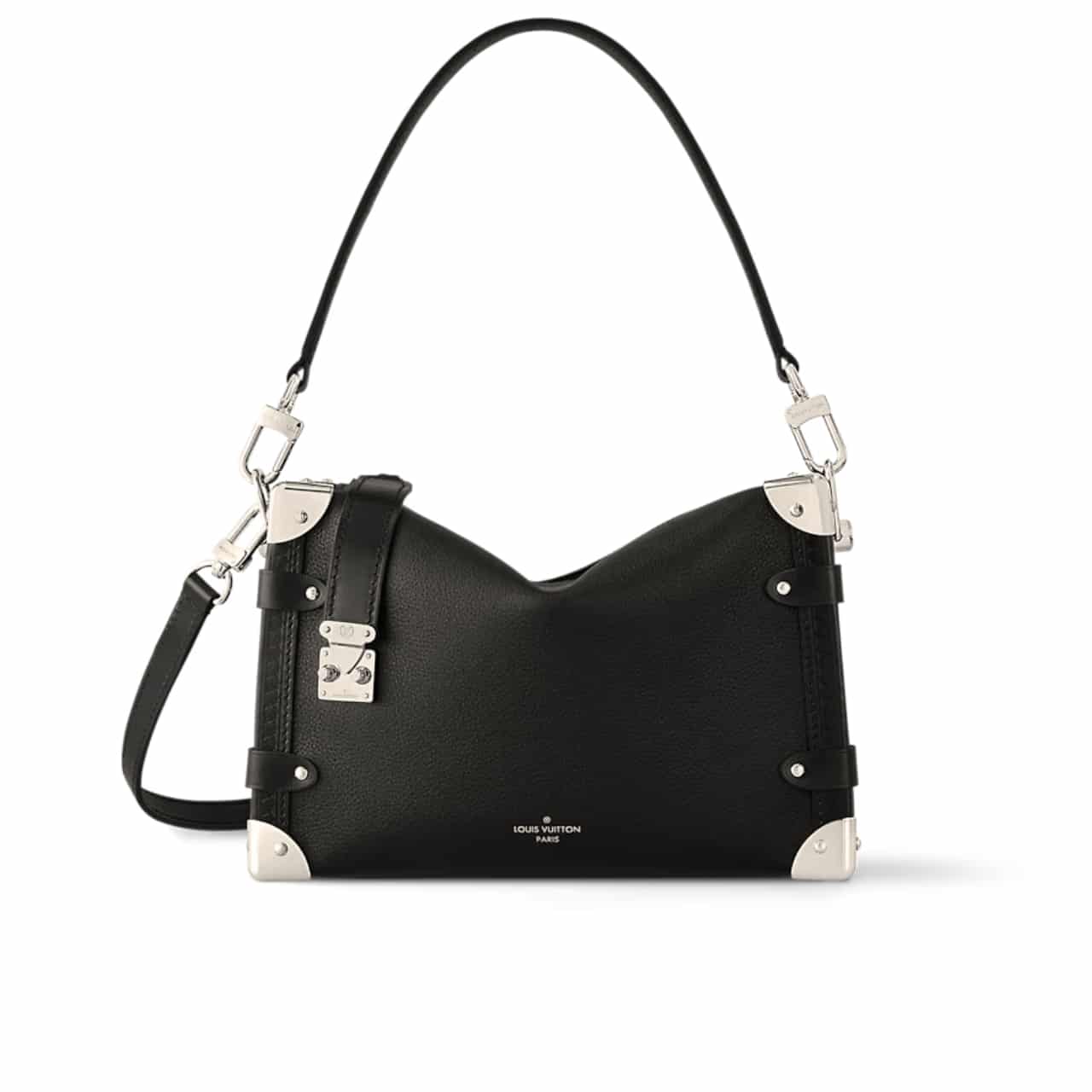 Louis Vuitton Side Trunk MM Grained Calf Leather Black 23Cm M25160