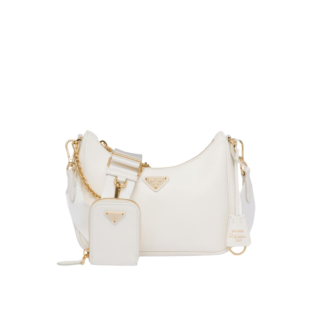 Prada Re Edition 2005 Saffiano Leather Bag White 22cm 1BH204 NZV F02EN V V2M