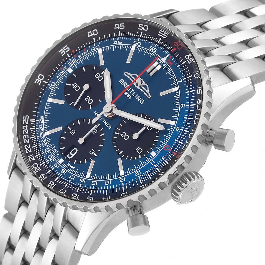 Breitling Premier B01 42mm Steel Blue Dial Mens Watch AB0118