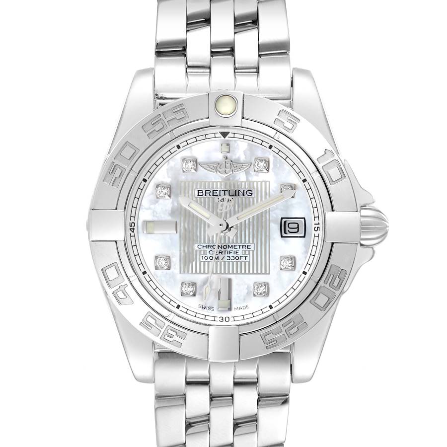 Breitling Galactic Cockpit Mother of Pearl Diamond Steel Ladies Watch A71356