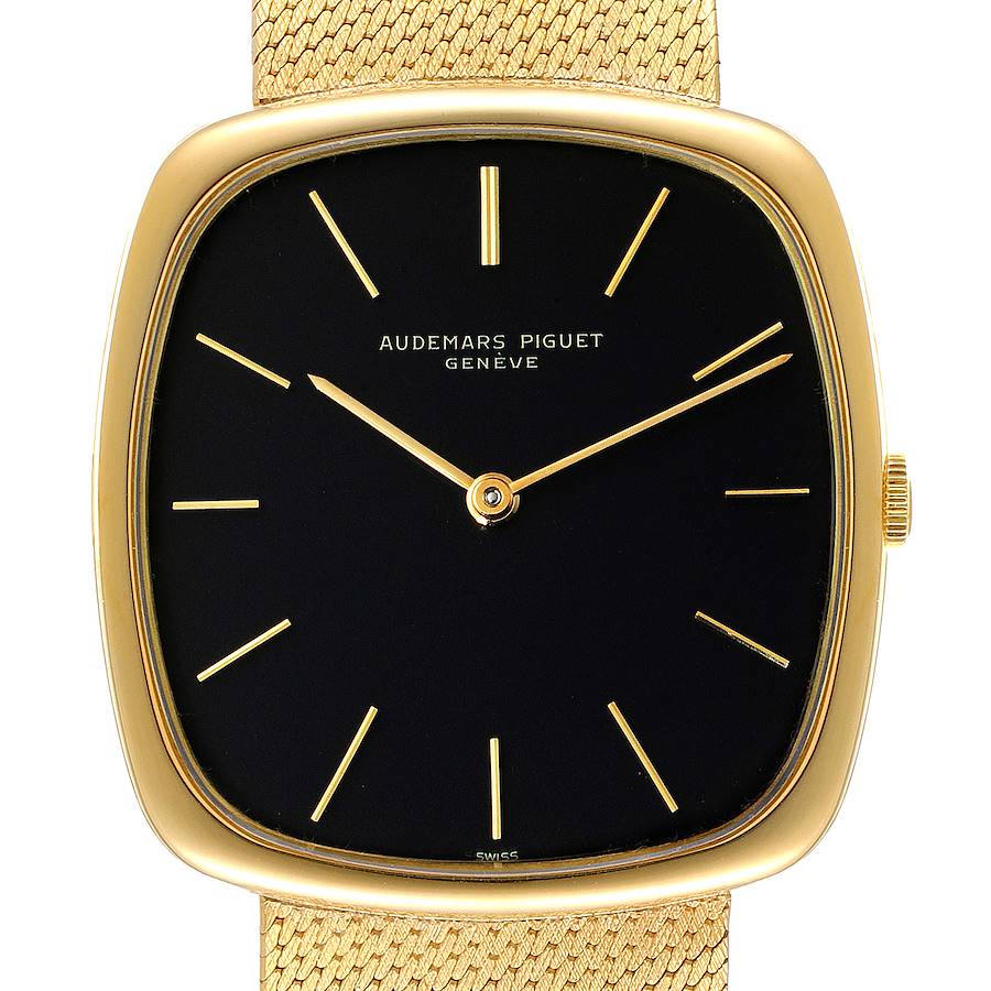 Audemars Piguet Yellow Gold Black Dial Vintage Mens Watch