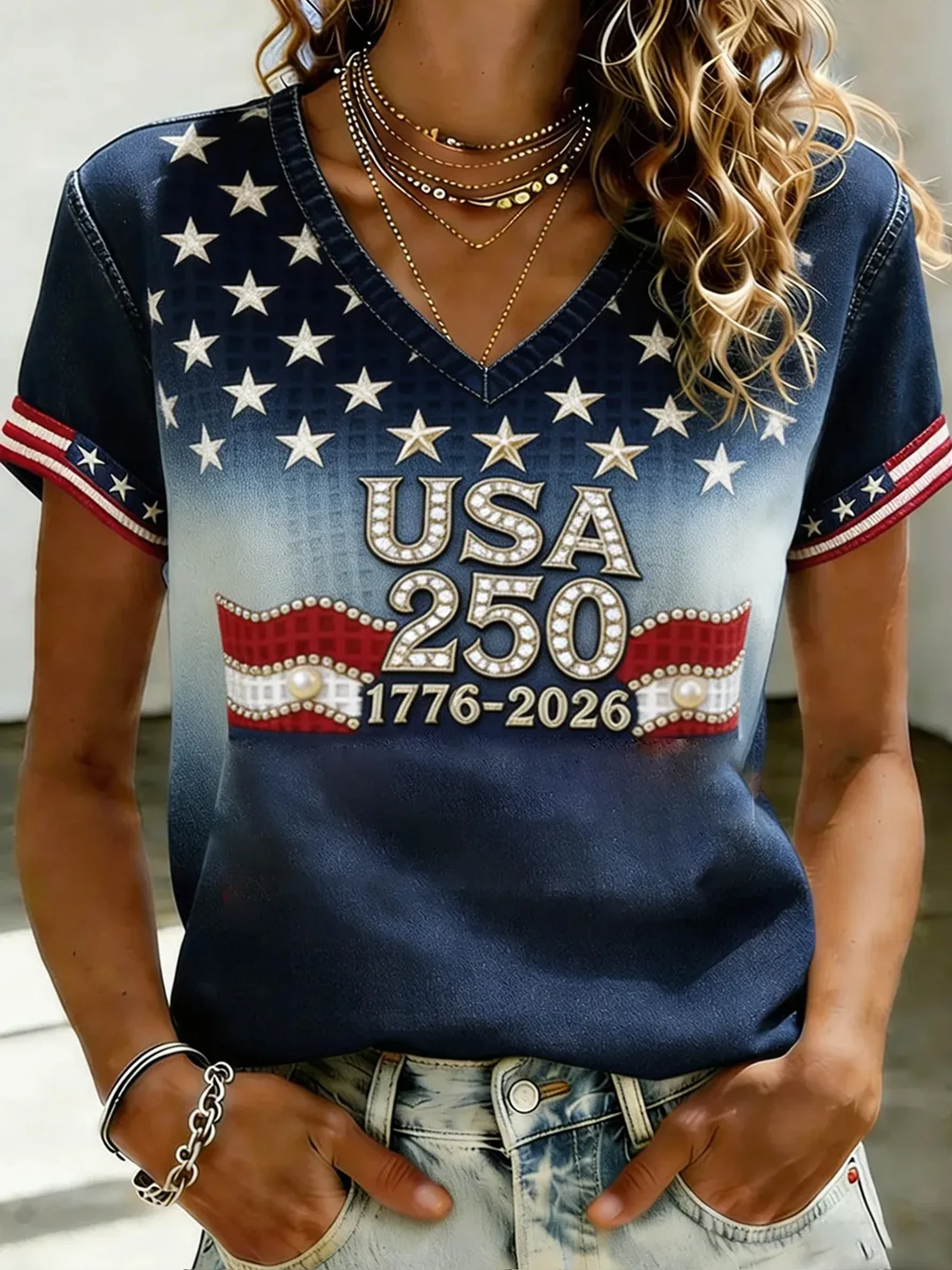 Women's 250th Anniversary Printed Casual T-Shirt