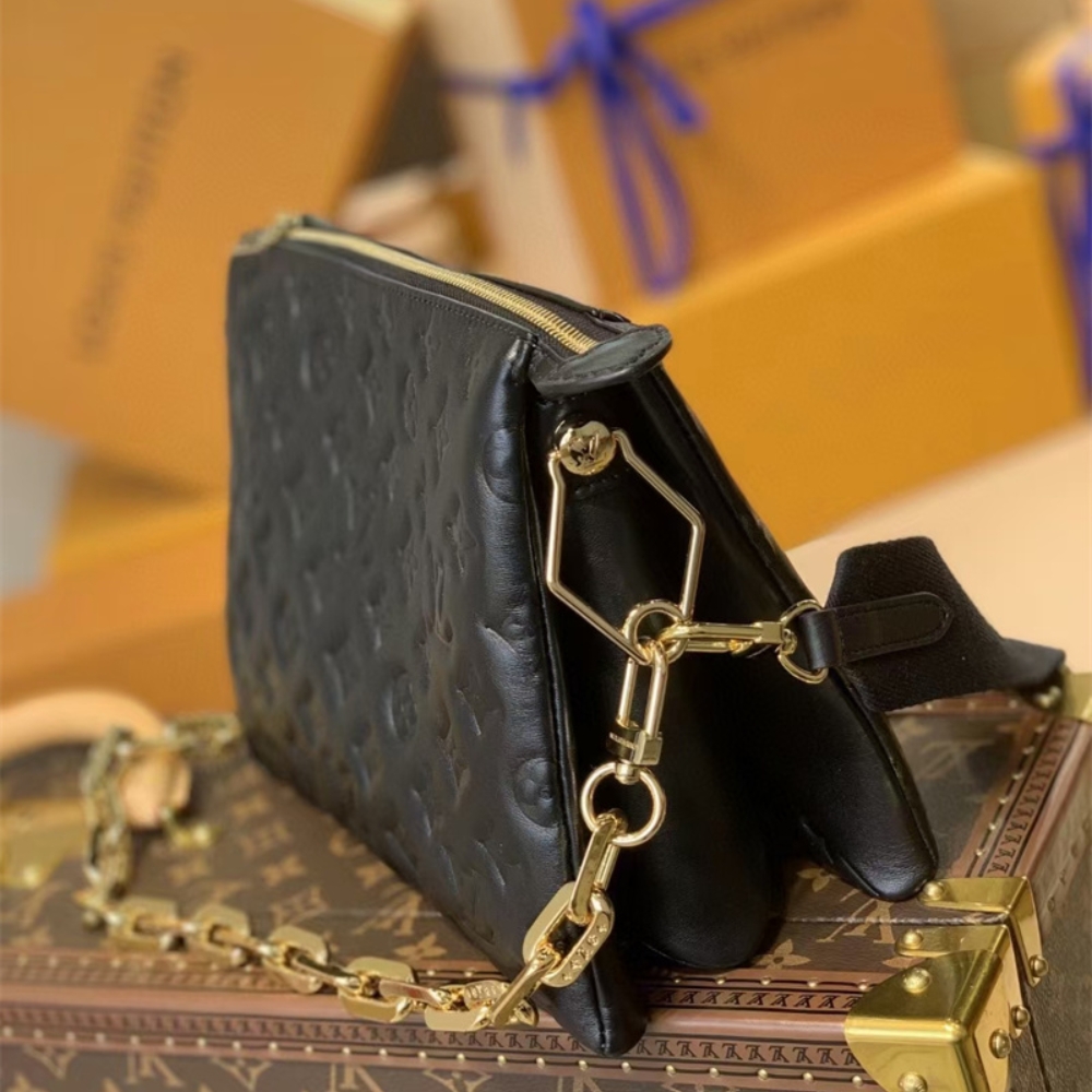 Louis Vuitton Coussin PM Monogram Leather Shoulder Bag Black 26cm M57790