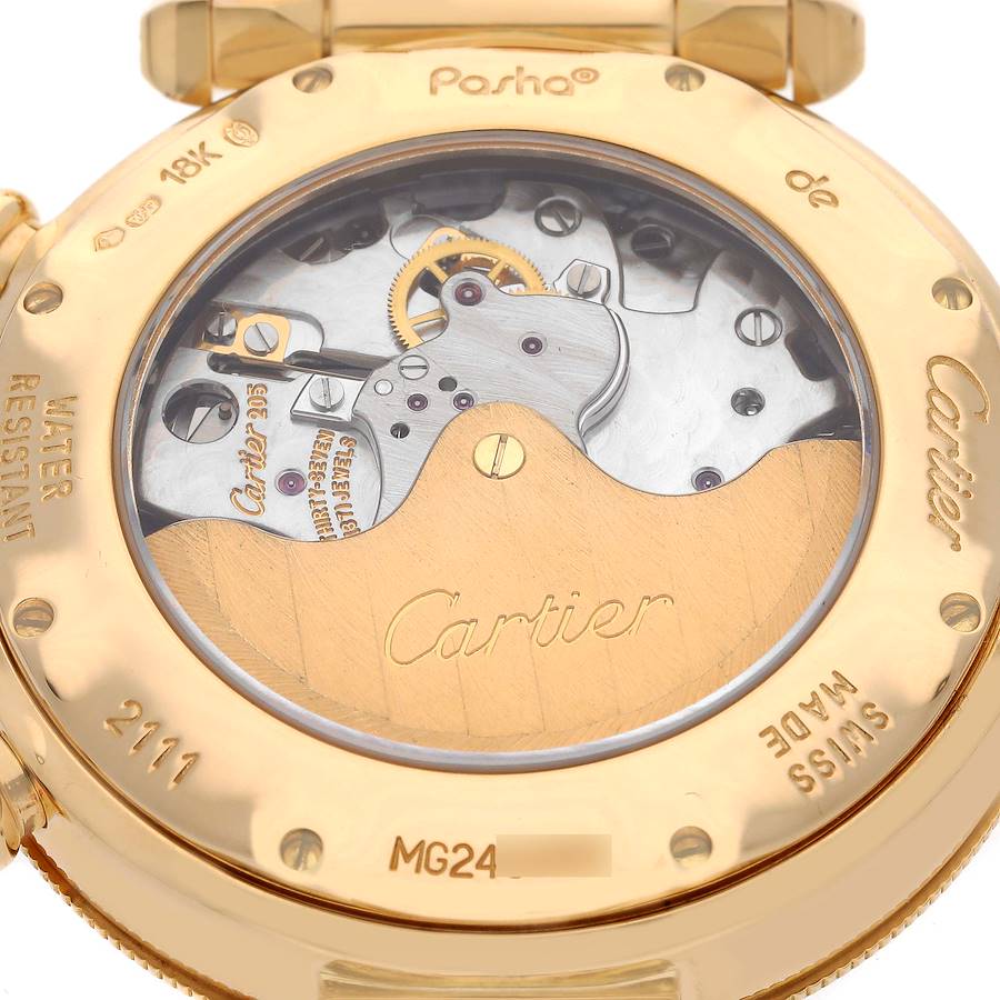 Cartier Pasha 38 Chronograph Yellow Gold Silver Dial Mens Watch W524428