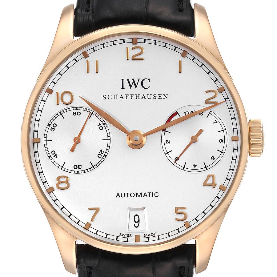 IWC Portugieser Automatic Rose Gold Silver Dial Mens Watch IW500701