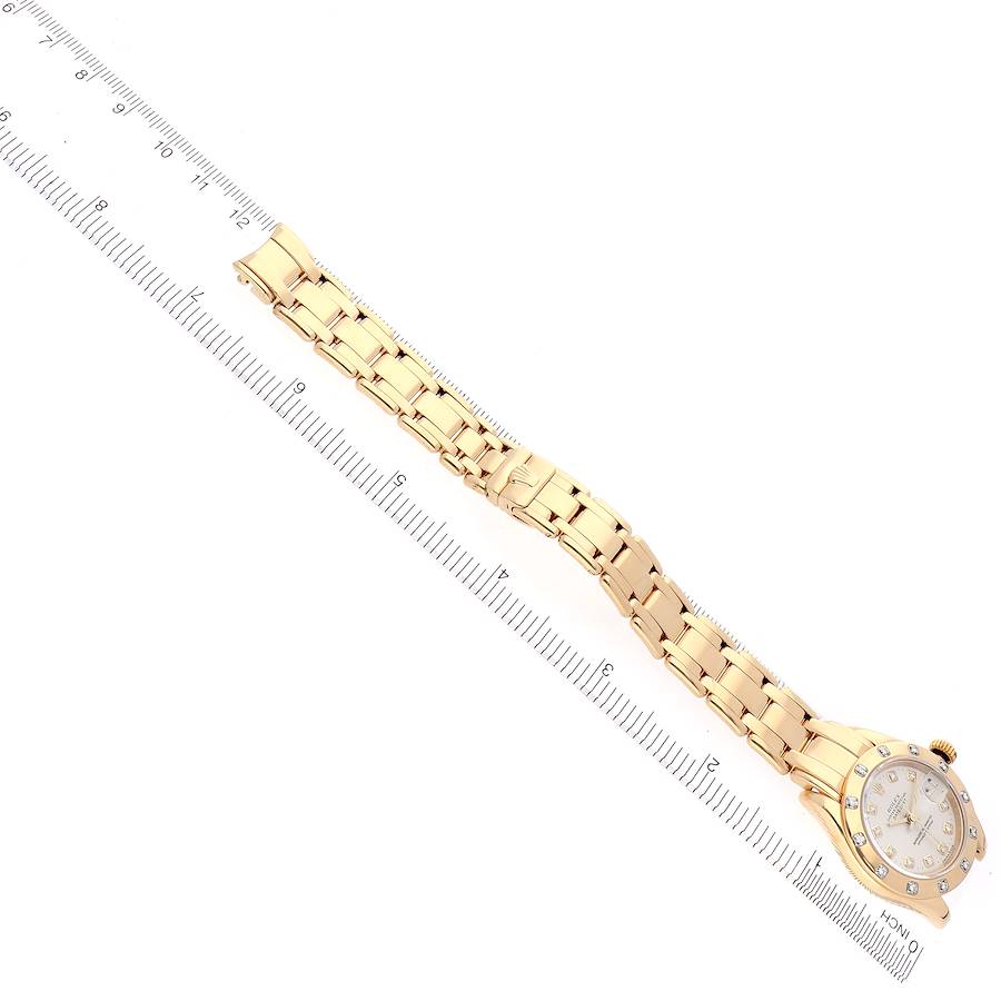 Rolex Pearlmaster Yellow Gold Silver Diamond Ladies Watch 69318