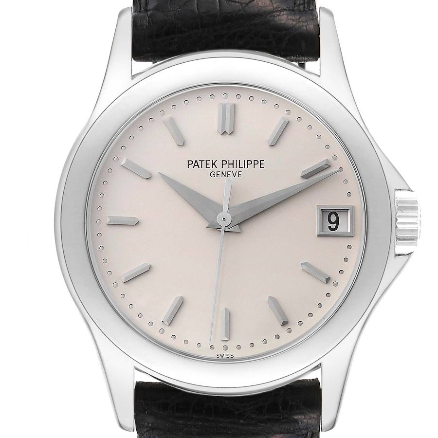 Patek Philippe Calatrava 18k White Gold Silver Dial Mens Watch 5107