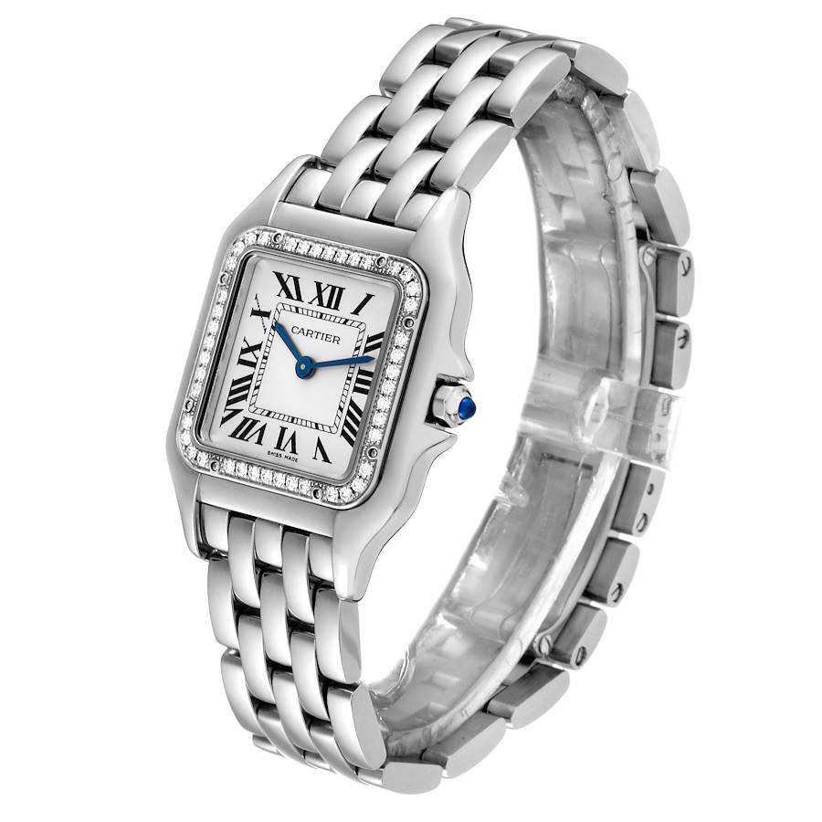 Cartier Panthere Medium Steel Diamond Bezel Ladies Watch W4PN0008