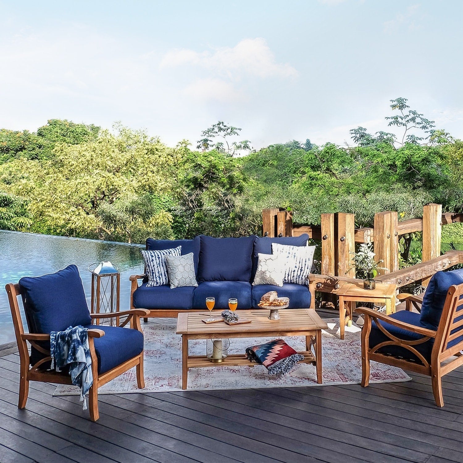 Cambridge Casual Lowell 5-piece Teak Wood Outdoor Conversation Set