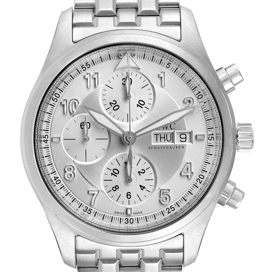 IWC Flieger Spitfire Chronograph Silver Dial Mens Watch IW371705
