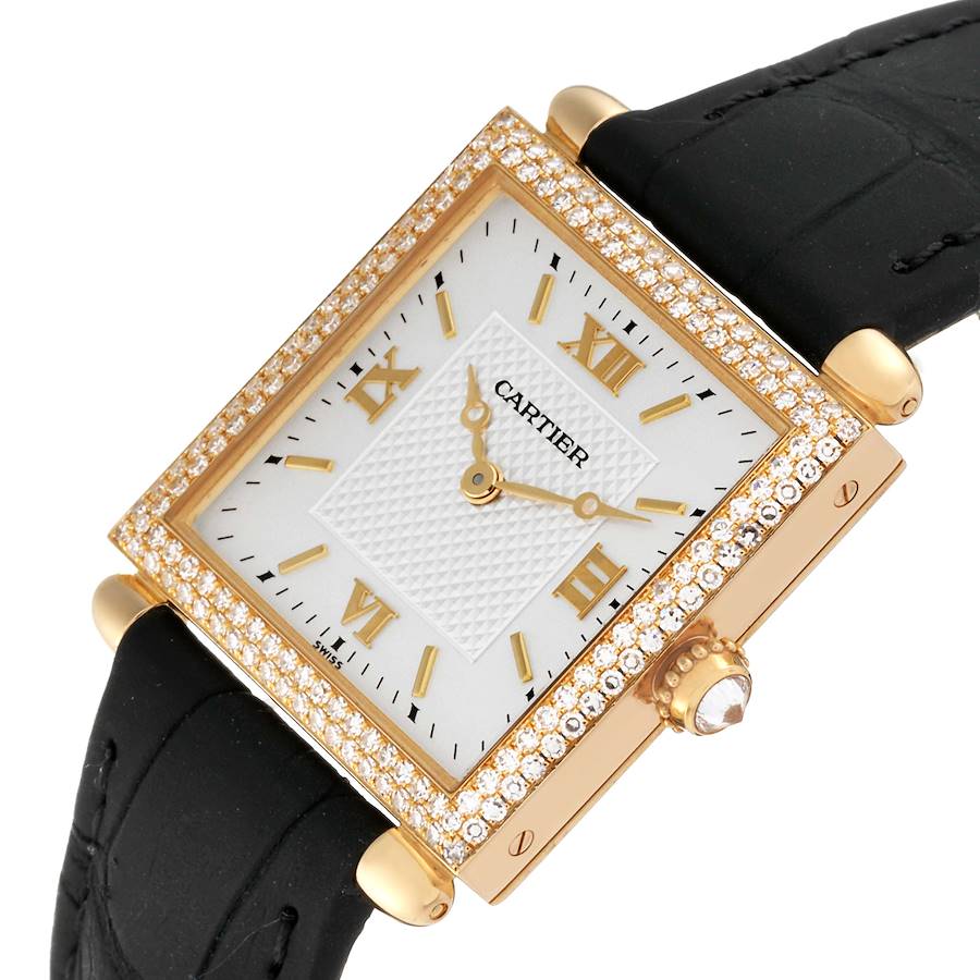 Cartier Tank Obus 18k Yellow Gold Diamond Ladies Watch WB800351