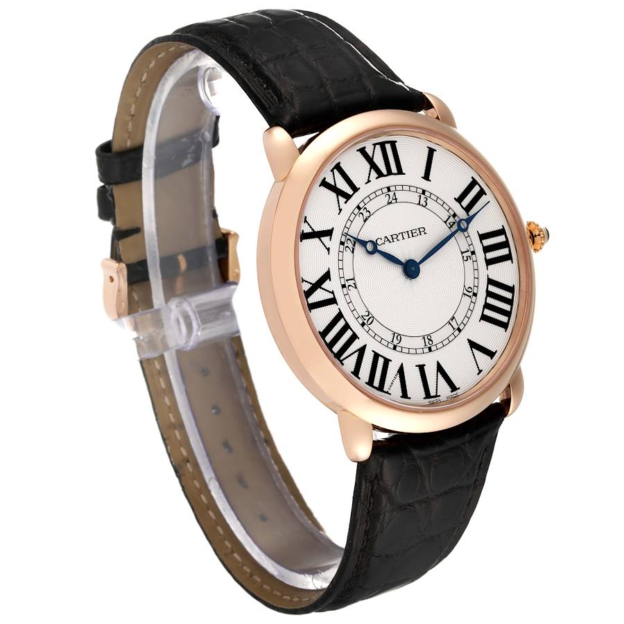 Cartier Ronde Louis Rose Gold Silver Dial Mens Watch W6801004