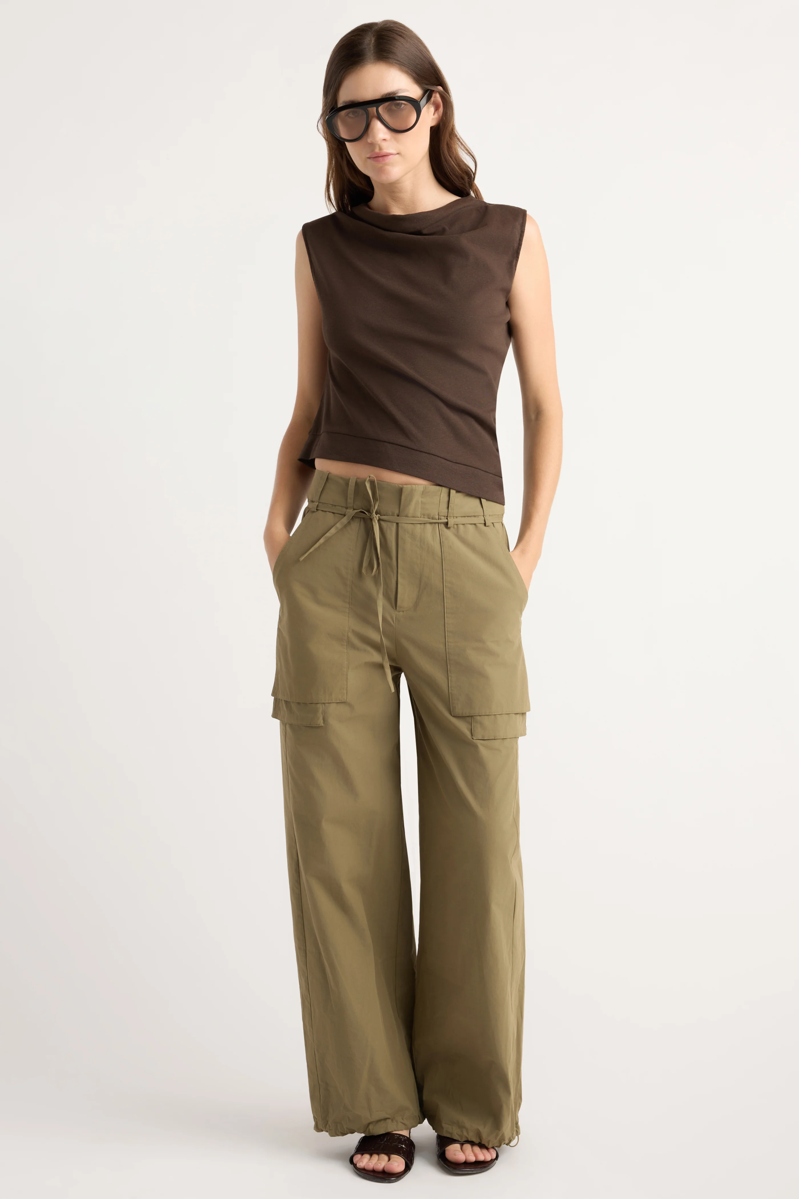 Bekah Exposed-Pocket Cotton Pant