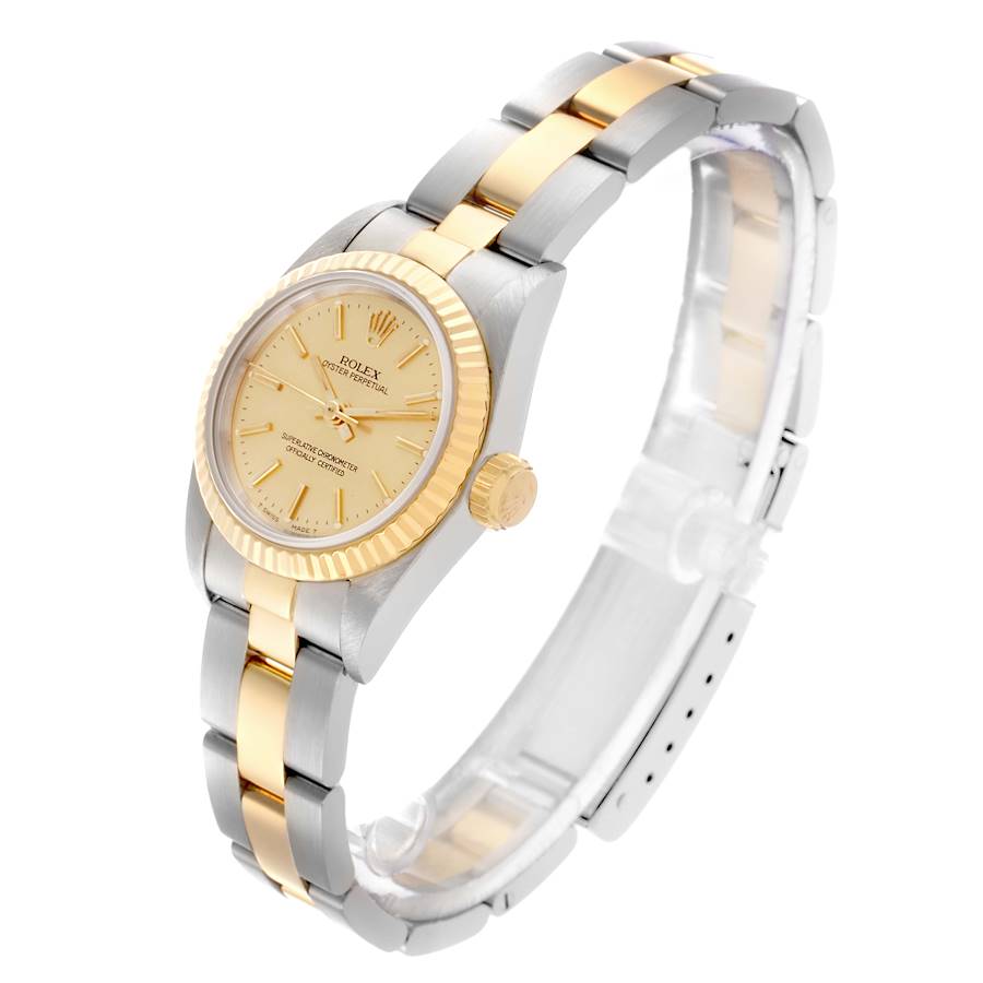 Rolex Oyster Perpetual Champagne Steel Yellow Gold Ladies Watch 67193