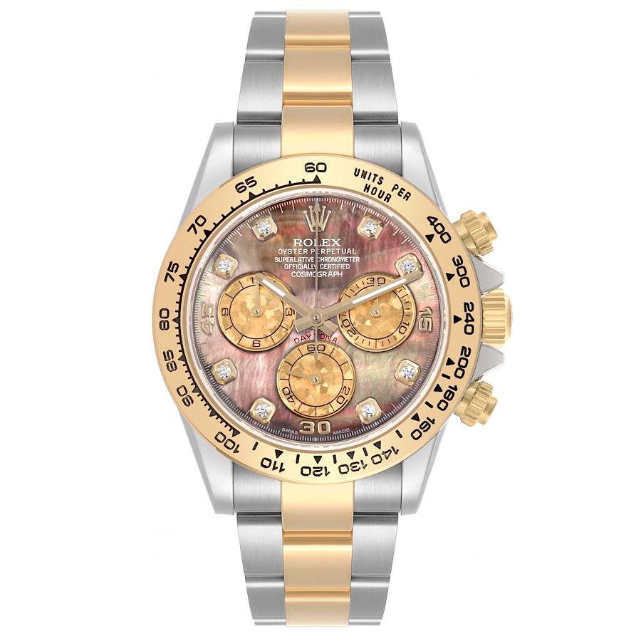 Rolex Daytona Steel Yellow Gold Tahitian Mother Of Pearl Diamond Mens Watch 116503
