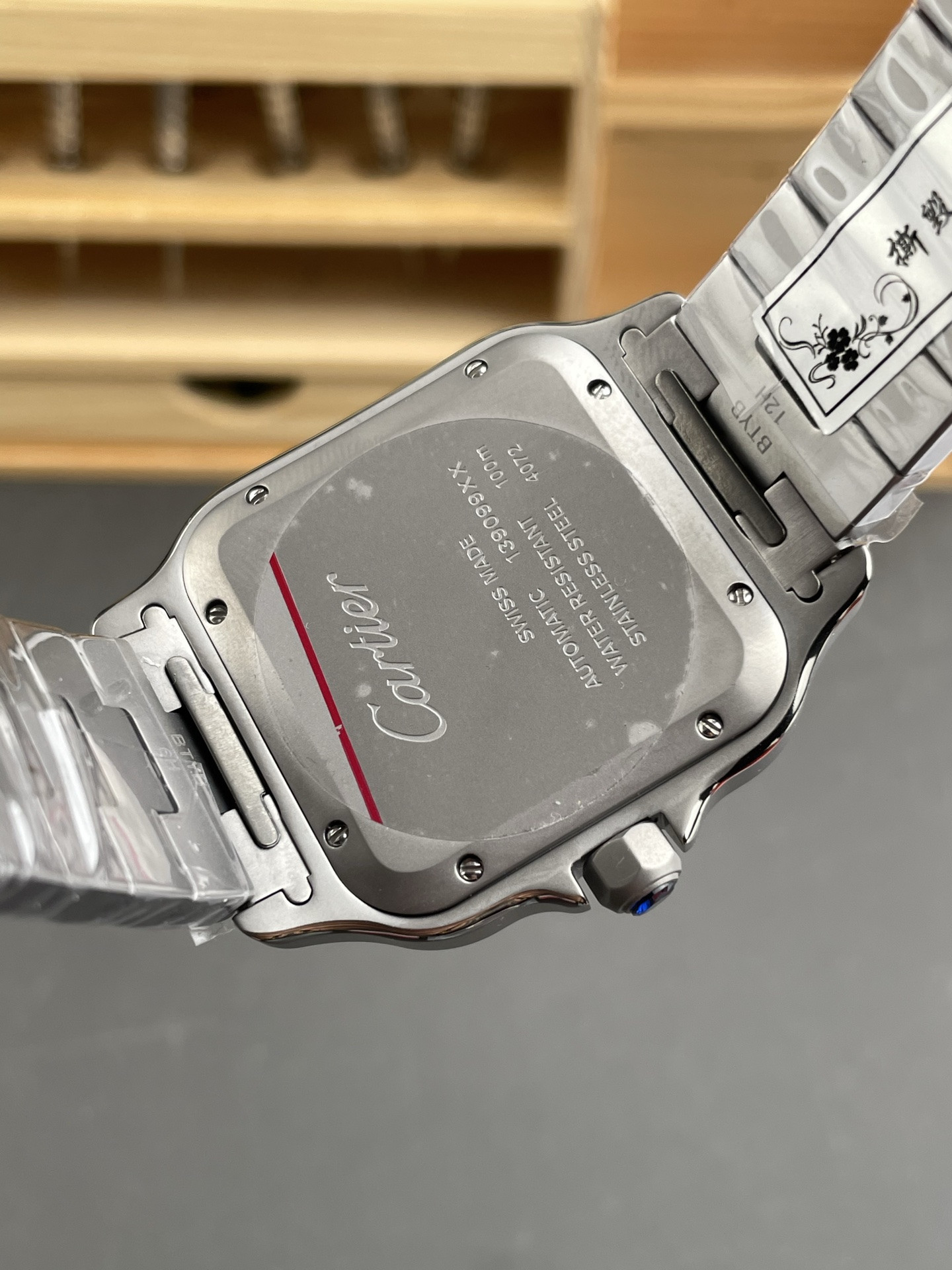 Titanium Santos, White Dial Large Men's Model