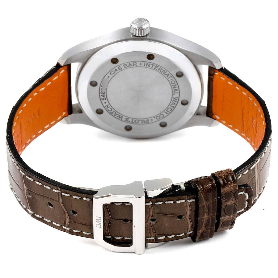 IWC Pilot Slate Dial Brown Strap Steel Unisex Watch IW324001