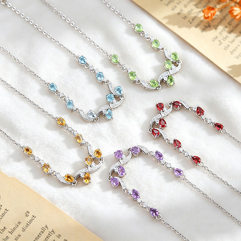 GemVibra Talismanic Teardrop Crystal Link Bracelet for Women