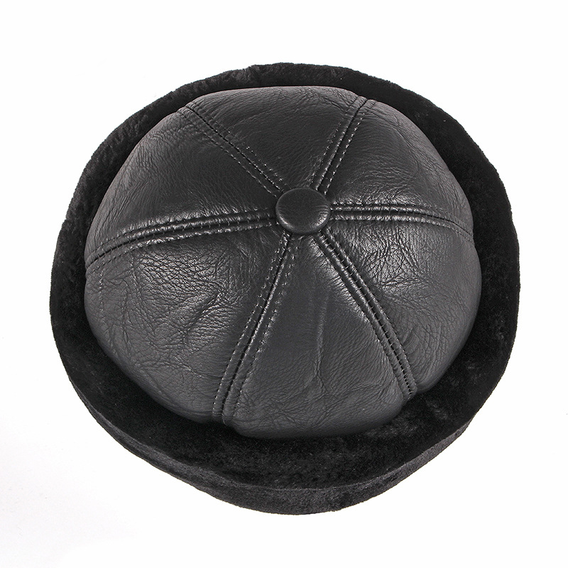 Men's PU Leather Thickened Velvet Warm Hat
