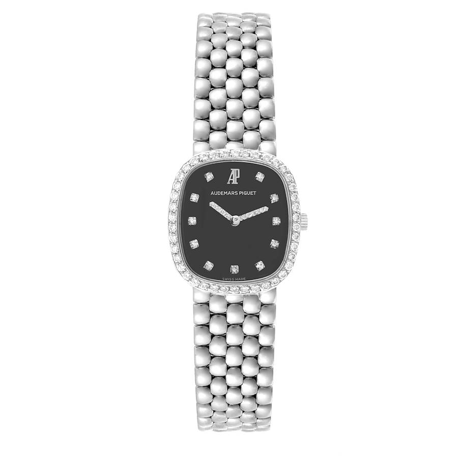 Audemars Piguet White Gold Black Diamond Dial Ladies Watch