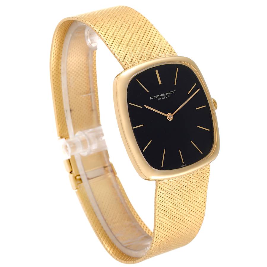 Audemars Piguet Yellow Gold Black Dial Vintage Mens Watch