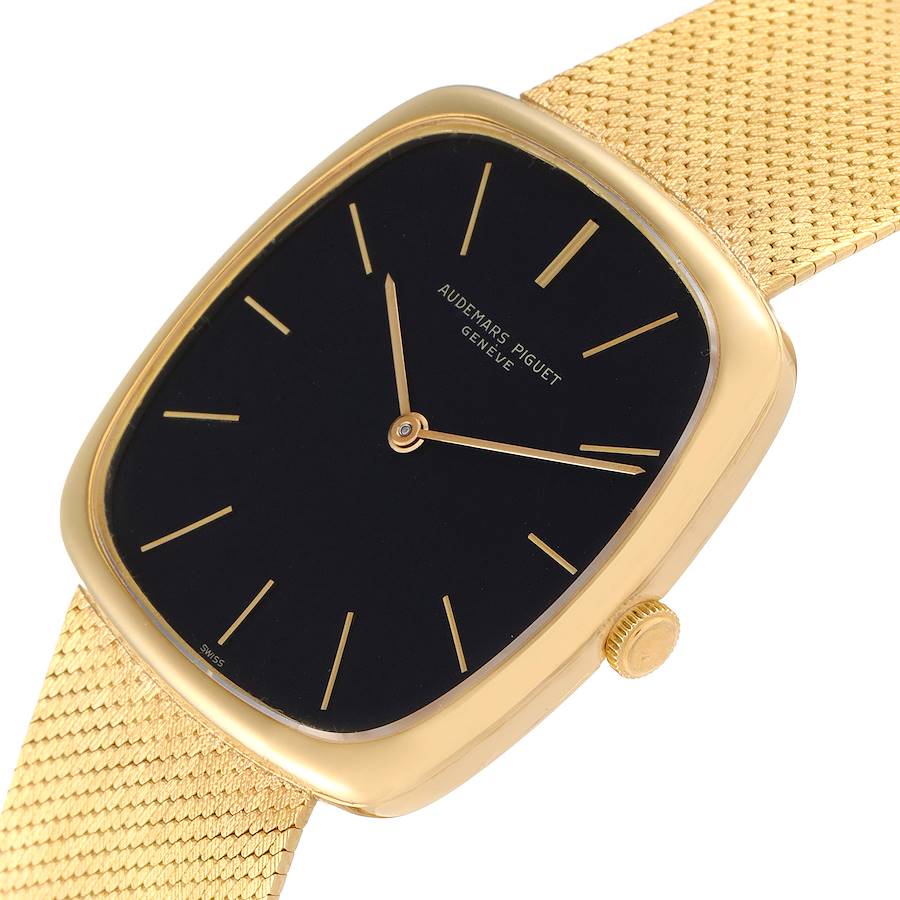 Audemars Piguet Yellow Gold Black Dial Vintage Mens Watch