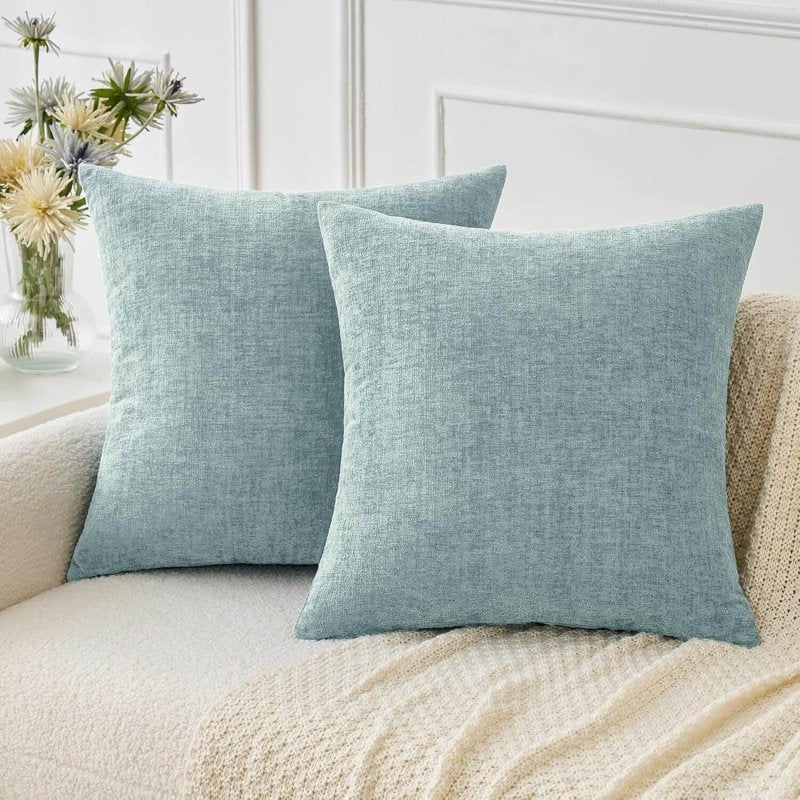 Soft Chenille Solid Dyed Pillow Covers (Pack of 2)