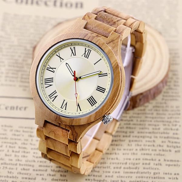 Wooden Watches Mens with Handmade Colorful Bamboo Wood Watch Analog Date Quartz Wooden Watch for Men Q2022-white-US
