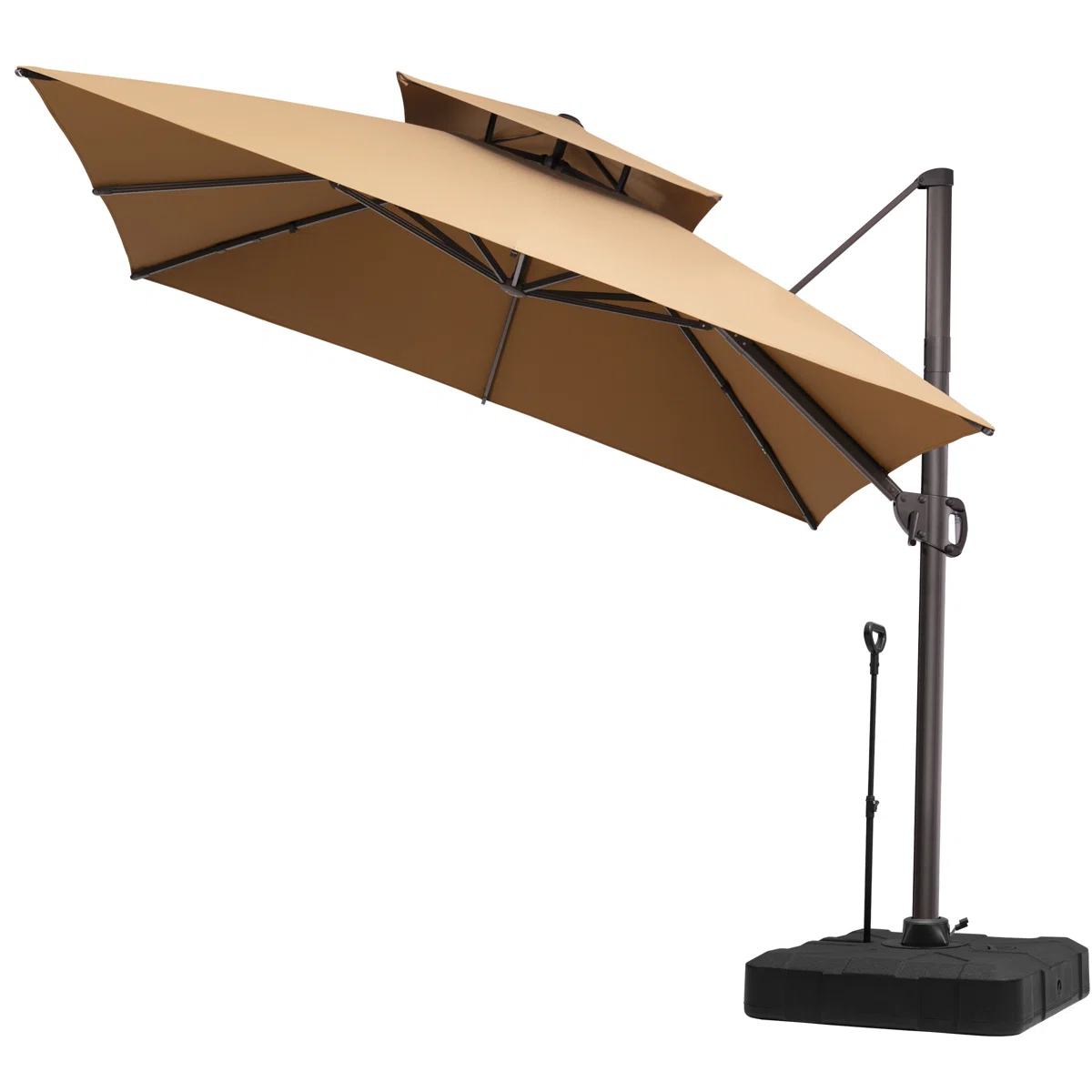 118'' Square Cantilever Umbrella with Counter Weighted Wheel Base
