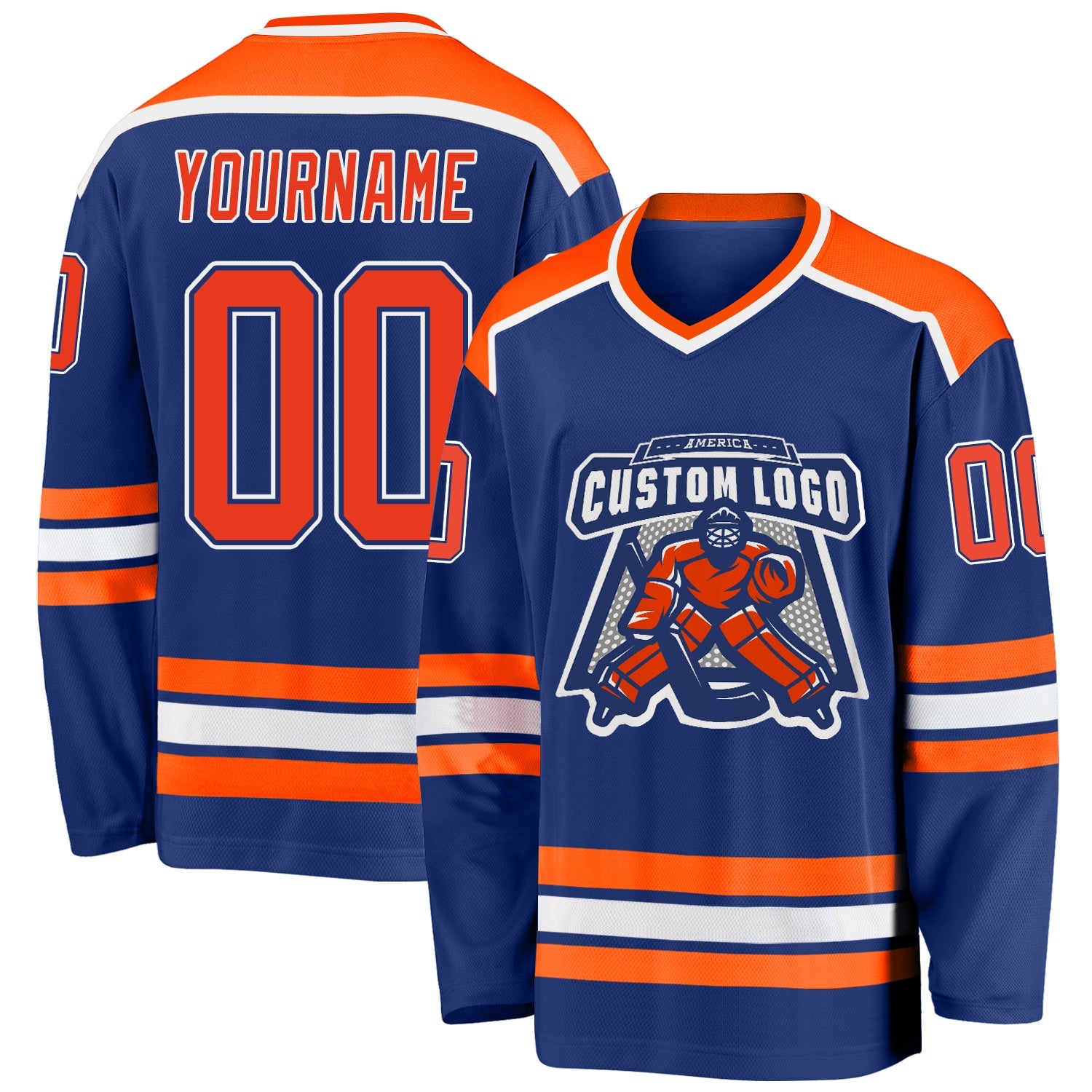 Custom Royal Orange-White So Cool Hockey Jersey