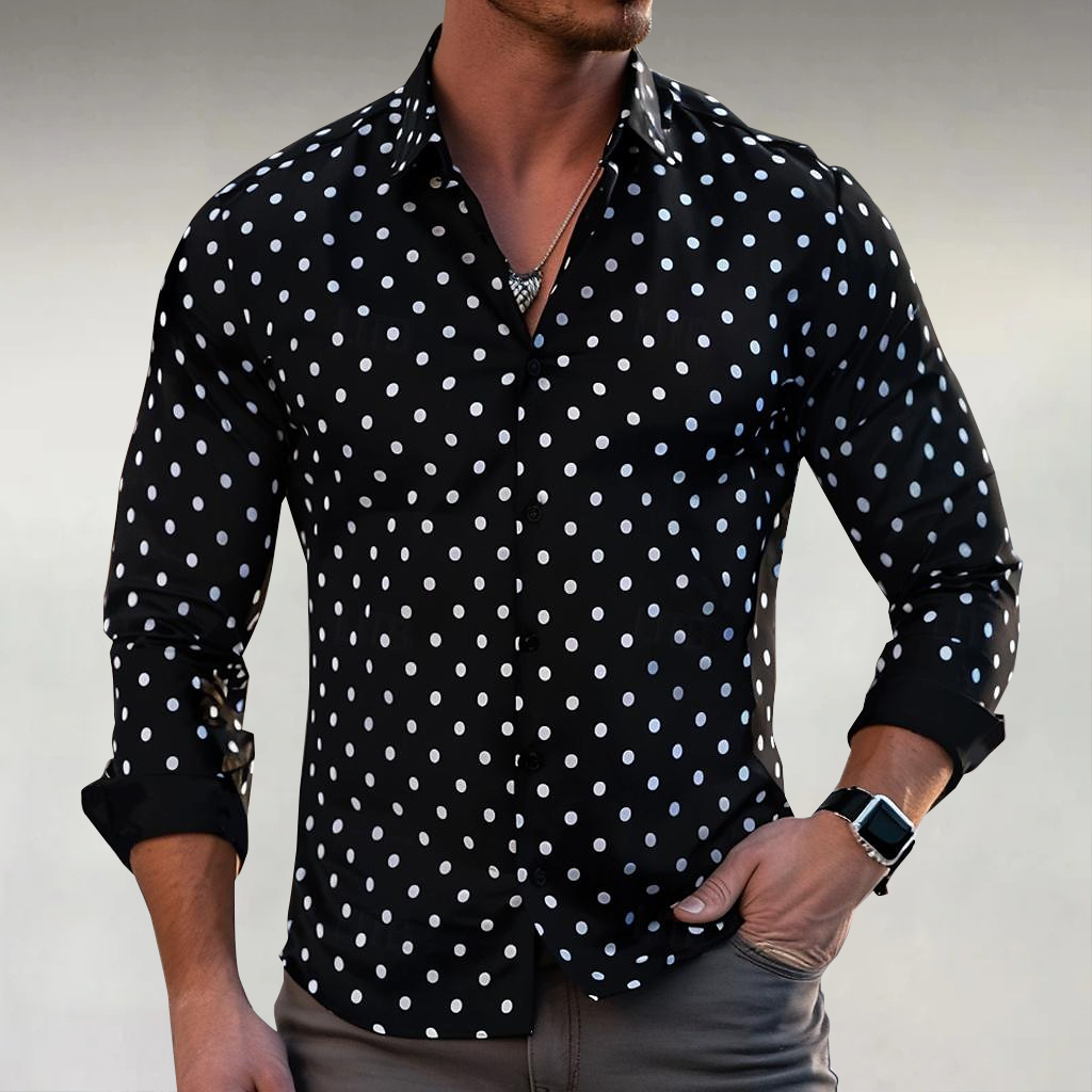 Men's Casual Polka Dots Single Breasted Shirts