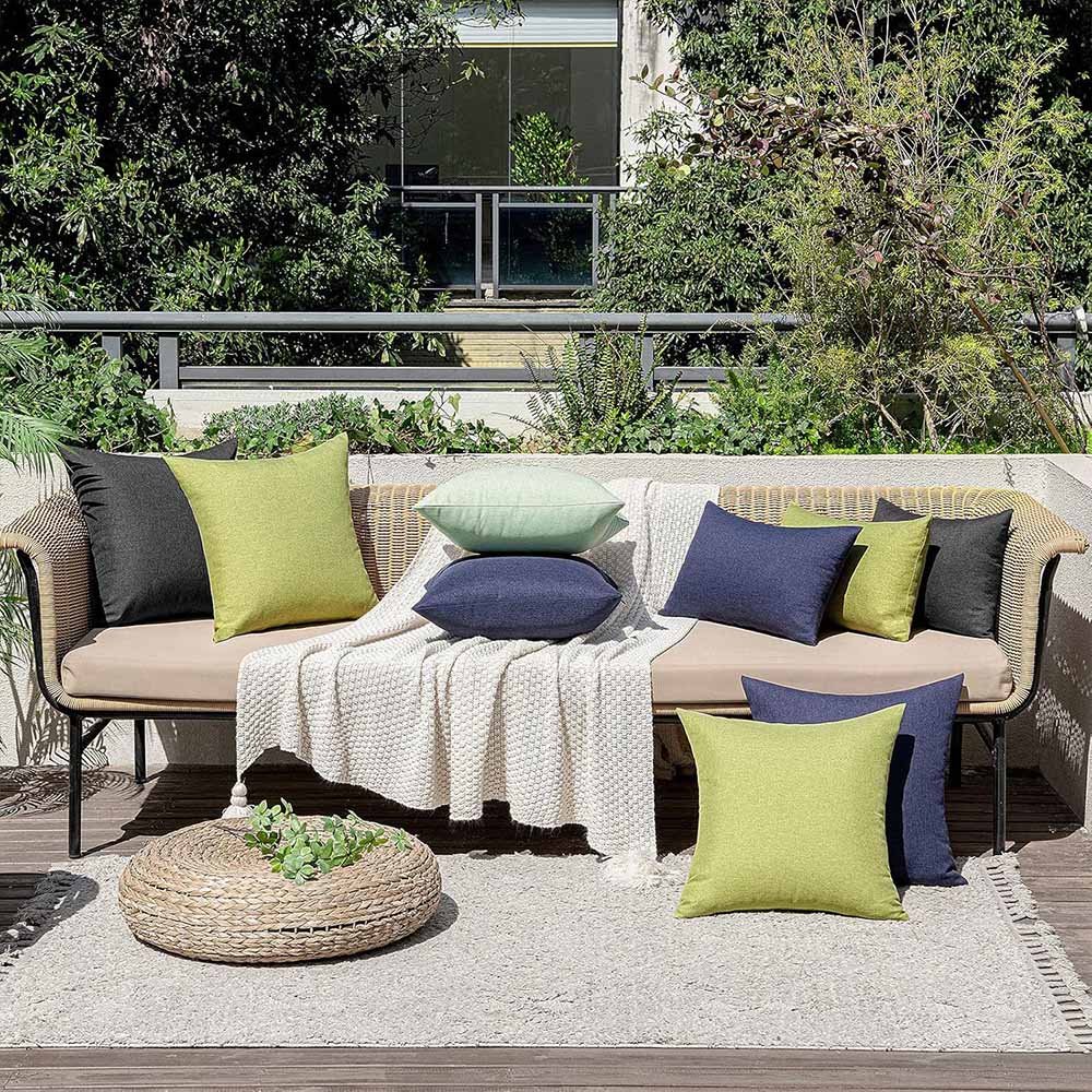 Outdoor Waterproof Faux Linen Farmhouse Throw Pillow Covers (Pack of 2)