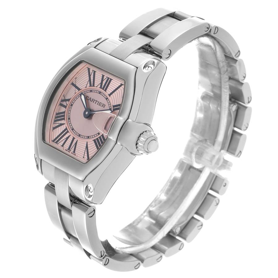Cartier Roadster Small Pink Dial Steel Ladies Watch W62017V3